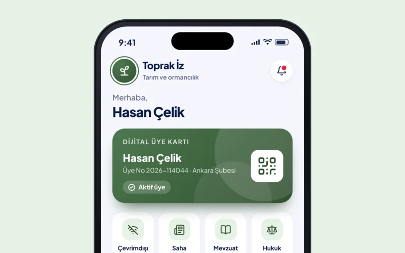 Toprak İz uygulamasının ana ekranı